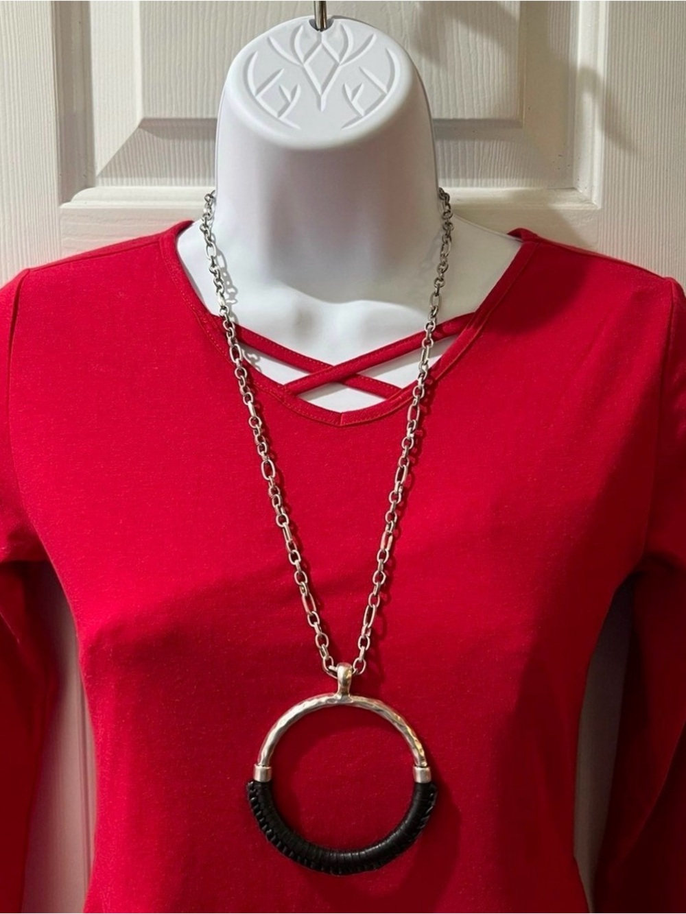 Patricia Nash Wrapped Leather Ring Pendant Necklace